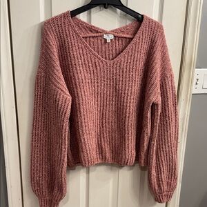True Craft Dusty Rose V-Neck Sweater